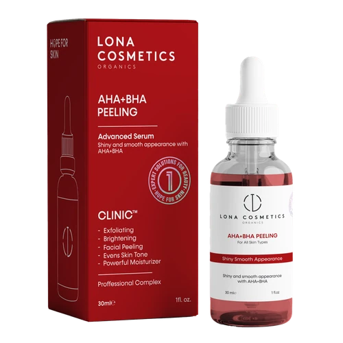 زجاجة سيروم وعلبة LONA COSMETICS AHA+BHA PEELING بحجم 30 مل