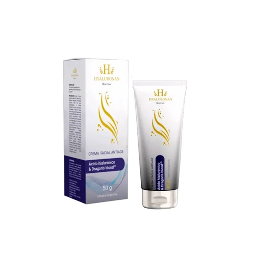 Tubo y caja Hyaluronan Skin Care, crema facial antiage de 50 g