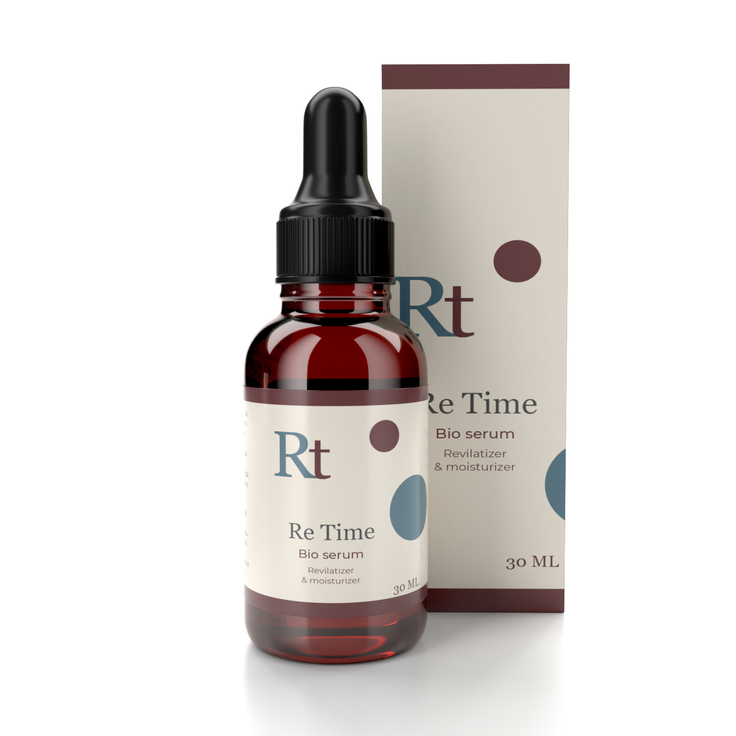 Frasco con gotero y caja Re Time Bio serum de 30 mL