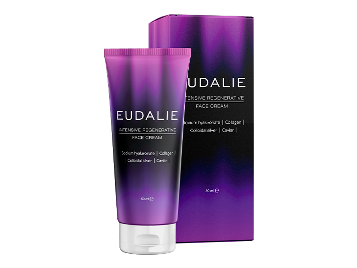 Tubo e caixa de creme facial Eudalie de 50 ml
